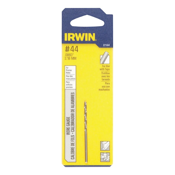 Irwin No 44 X 2-1/8 in. L High Speed Steel Jobber Length Wire Gauge Bit Straight Shank 1 pk 81144 - main